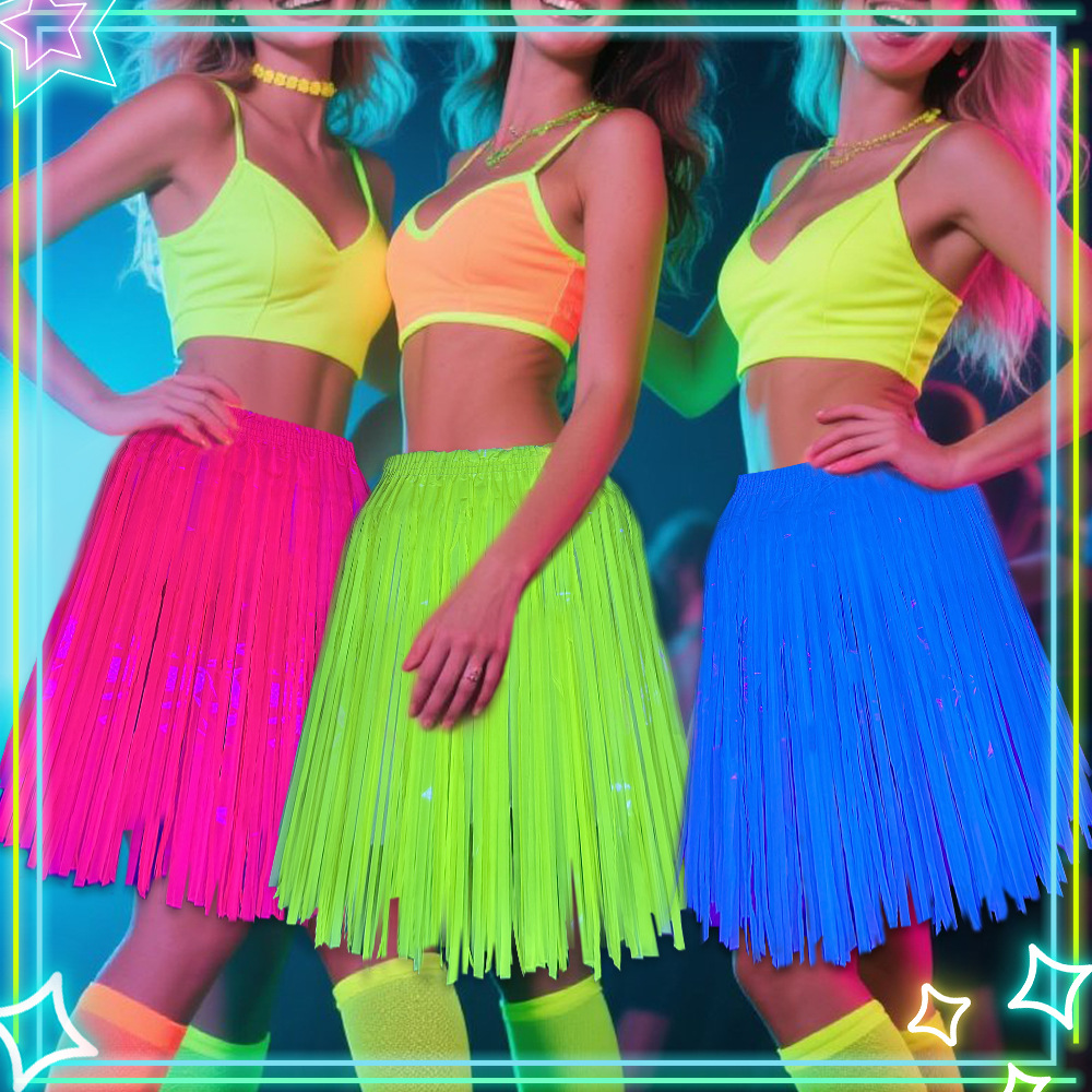Tinsel Garland Decoration - Neon Floresan Simli Etek, 50cm Saçaklı