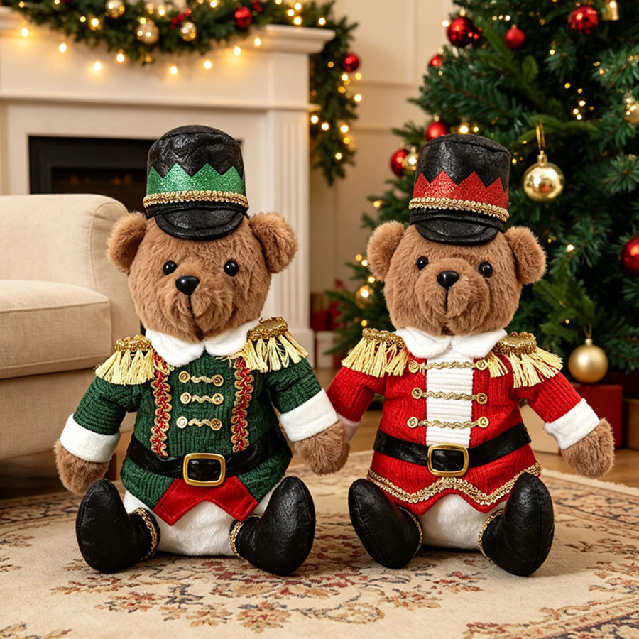 Nutcracker Figurine - Noel Askeri Ayı Bebek, Oturan Peluş