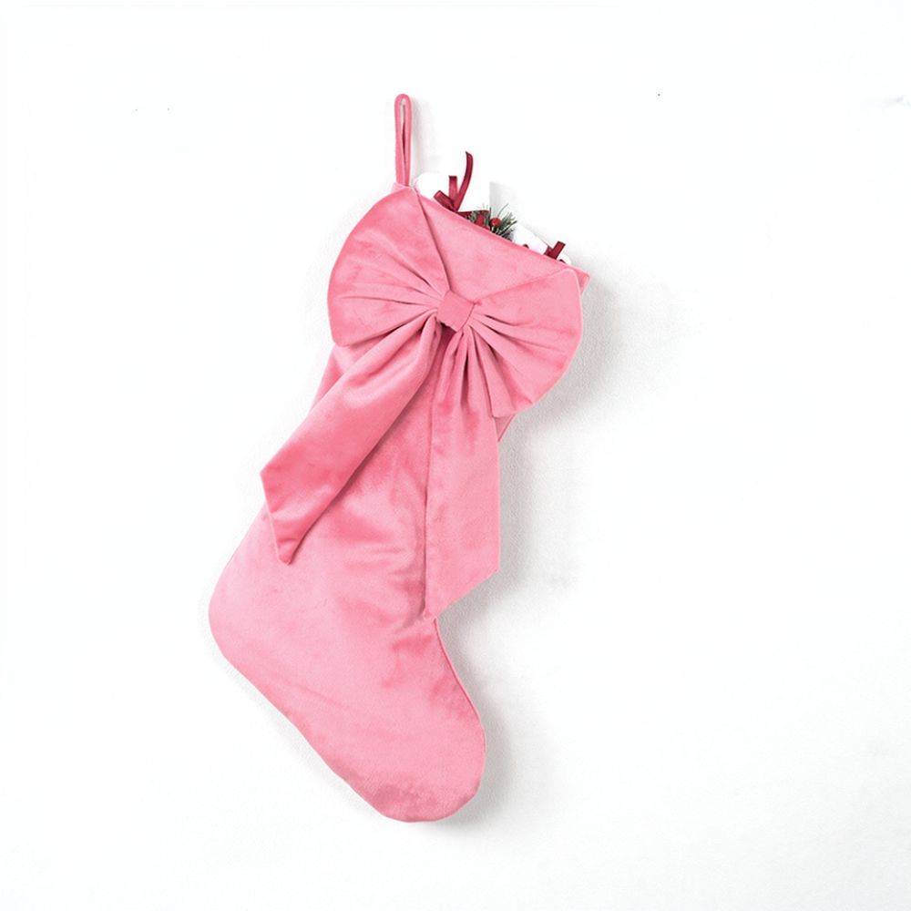 Christmas Stocking Hanging - 18 İnçlik Noel Temalı Kadife Çorap,