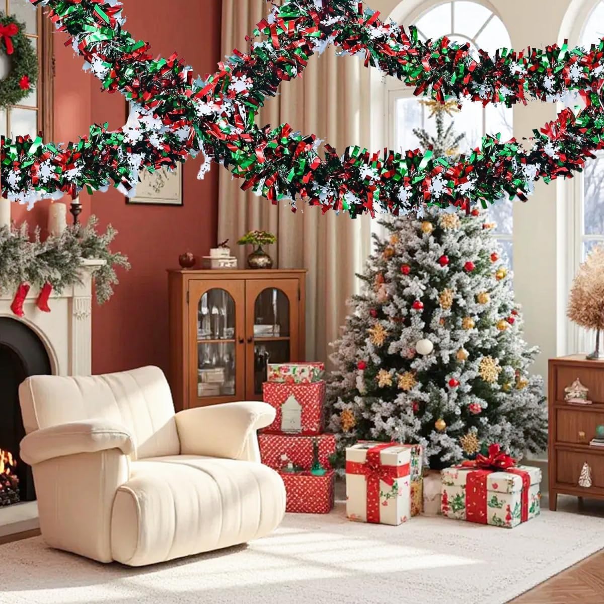 2M Noel Işıltılı Çelenk Kırmız - Tinsel Garland Decoration incelemesi ve fiyatı